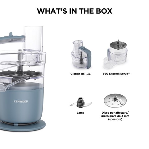 Kenwood MultiPro Go - Robot da cucina, Lama per tagliare e impastare, Disco reversibile,1,3L, 650W, Grigio (FDP22.130GY)