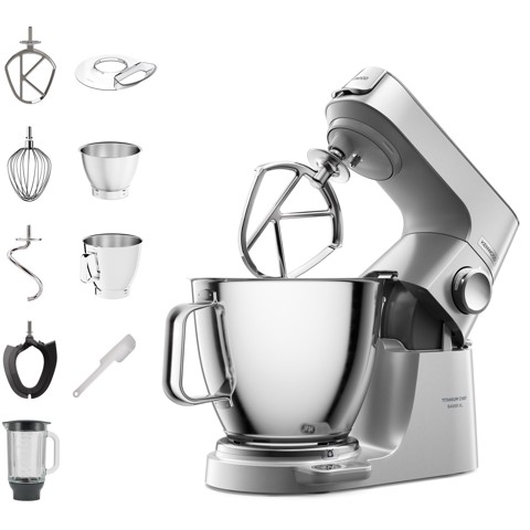 Kenwood Titanium Chef Baker XL - Impastatrice planetaria, 4 ganci e fruste inox, 1200W, 7L, Silver (KVL85.124SI )