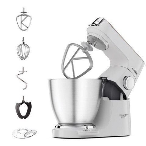 Kenwood Titanium Chef Baker XL Lite - Impastatrice planetaria, 3 ganci e fruste,1200W, 7L, Bianco (KVL65.001WH)