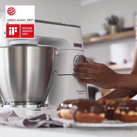 Kenwood Titanium Chef Baker XL Lite - Impastatrice planetaria, 3 ganci e fruste,1200W, 7L, Bianco (KVL65.001WH)