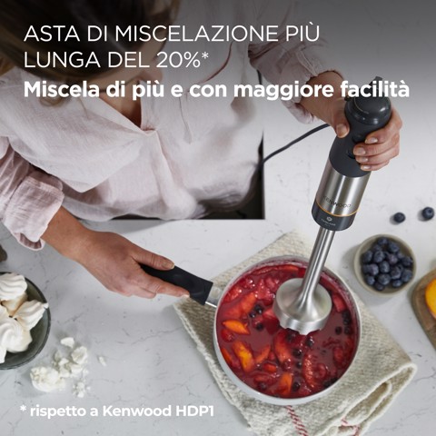 Kenwood Triblade XL+ - Frullatore ad immersione, Asta removibile in acciaio inox, 1000 W, Grigio (HBM60.307GY)