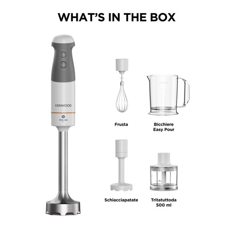 Kenwood Triblade XL - Frullatore ad immersione, Asta removibile in acciaio inox, 850 W, Bianco (HBM40.306WH)