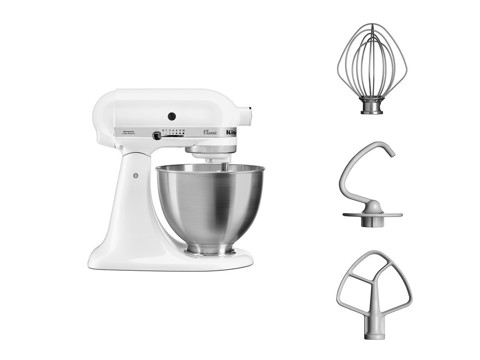 KitchenAid 5K45SSEWH Sbattitore con base 275 W Metallico, Bianco