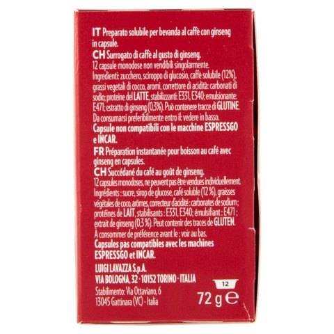 Lavazza A Modo Mio Caffè Ginseng, 12 Capsule