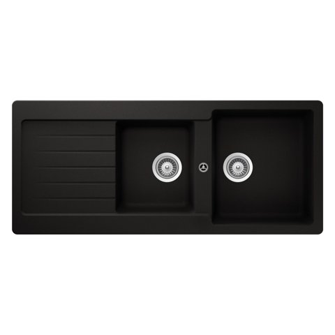 LAVELLO 116X50 2 VASCHE + GOCC. NERO OPACO