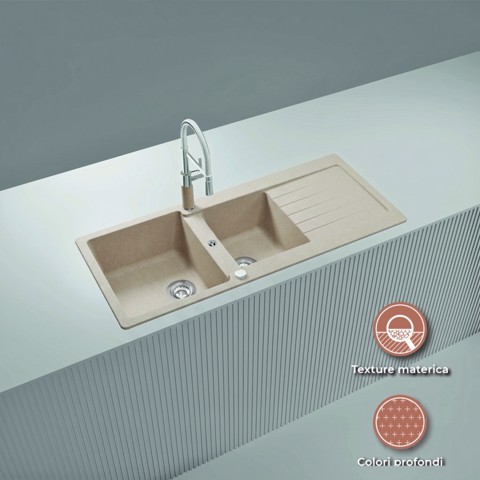 LAVELLO 116X50 2 VASCHE + GOCC.AVENA