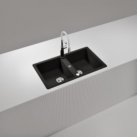 Lavello 86 cm 2 vasche NERO OPACO