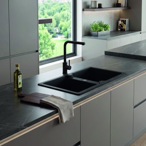 Lavello 86 cm 2 vasche NERO OPACO