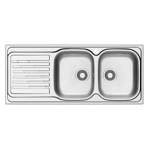 LAVELLO EURO 116 cm, 2 vasche - Acciaio Inox