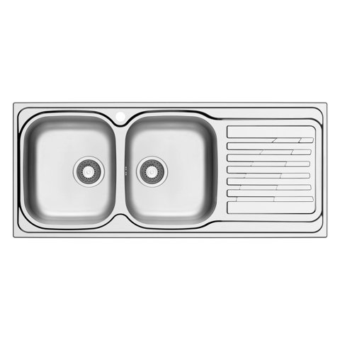 LAVELLO EURO 116 cm, 2 vasche - Acciaio Inox