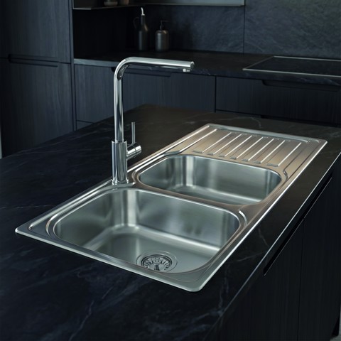 LAVELLO EURO 116 cm, 2 vasche - Acciaio Inox
