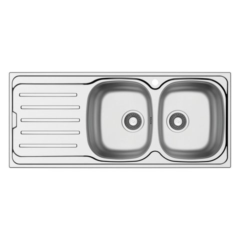 LAVELLO METROPOL 116 cm, 2 vasche - Acciaio Inox