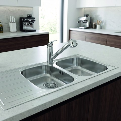 LAVELLO METROPOL 116 cm, 2 vasche - Acciaio Inox