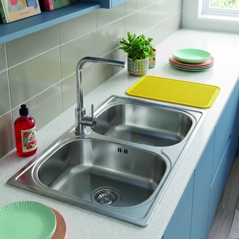 LAVELLO METROPOL 86 cm, 2 vasche - Acciaio Inox