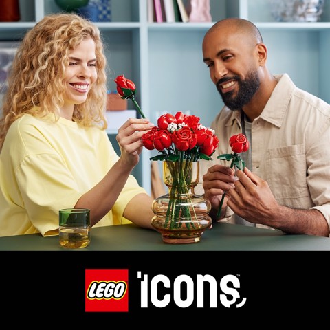 LEGO Botanicals 10328 Bouquet di Rose, Set Fiori Finti per Adulti, Idea Regalo per Donna o Uomo dalla Collezione Botanica