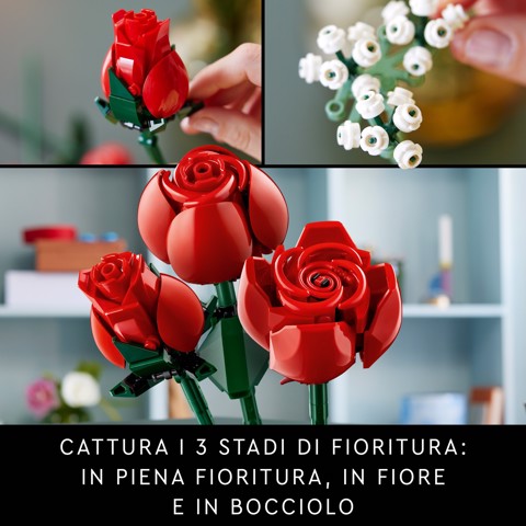 LEGO Botanicals 10328 Bouquet di Rose, Set Fiori Finti per Adulti, Idea Regalo per Donna o Uomo dalla Collezione Botanica