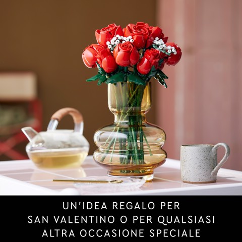 LEGO Botanicals 10328 Bouquet di Rose, Set Fiori Finti per Adulti, Idea Regalo per Donna o Uomo dalla Collezione Botanica