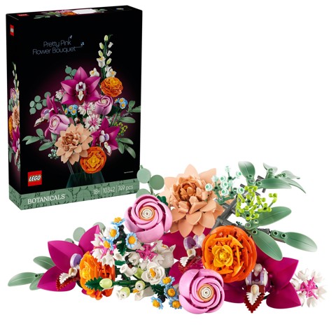LEGO Botanicals 10342 Bouquet di Fiori Rosa, Kit Modellismo Adulti, Decorazioni Casa con Piante Finte, Idea Regalo Donna o Uomo