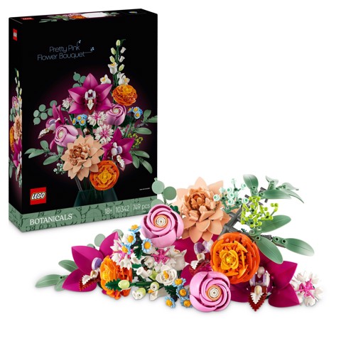 LEGO Botanicals 10342 Bouquet di Fiori Rosa, Kit Modellismo Adulti, Decorazioni Casa con Piante Finte, Idea Regalo Donna o Uomo