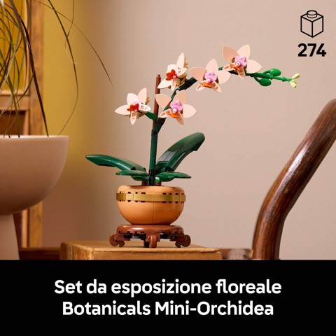 LEGO Botanicals 10343 Mini-Orchidea, Fiori Finti da Costruire, Botanical Collection per Adulti, Idea Regalo per Donna o Uomo