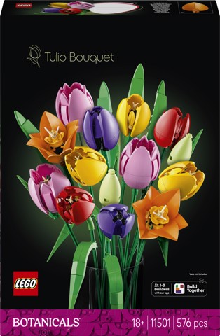 LEGO Botanicals 11501 Bouquet di Tulipani, 14 Fiori Finti da Costruire per Adulti in 5 Colori, Regalo Fai da Te per Donne