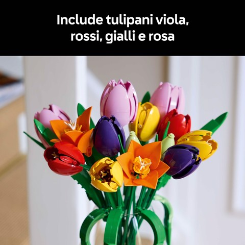 LEGO Botanicals 11501 Bouquet di Tulipani, 14 Fiori Finti da Costruire per Adulti in 5 Colori, Regalo Fai da Te per Donne