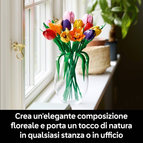LEGO Botanicals 11501 Bouquet di Tulipani, 14 Fiori Finti da Costruire per Adulti in 5 Colori, Regalo Fai da Te per Donne