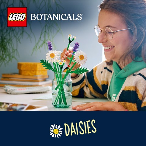 LEGO Botanicals 11508 Margherite, Bouquet di Fiori Artificiali con Margherite Finte, Lavanda, Regalo di Compleanno Bambine 9+