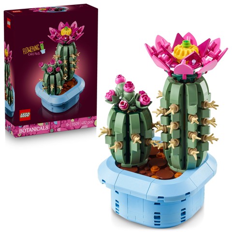 LEGO Botanicals 11509 Cactus in Fiore, Pianta Artificiale in Vaso con 2 Cactus e Fiori Finti