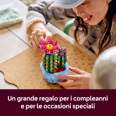 LEGO Botanicals 11509 Cactus in Fiore, Pianta Artificiale in Vaso con 2 Cactus e Fiori Finti
