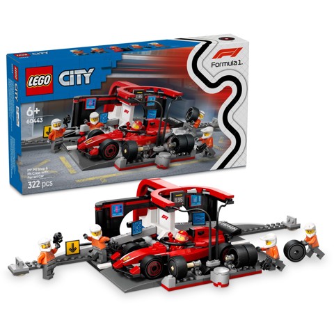 LEGO City 60443 Pit Stop e Meccanici con Monoposto Ferrari F1
