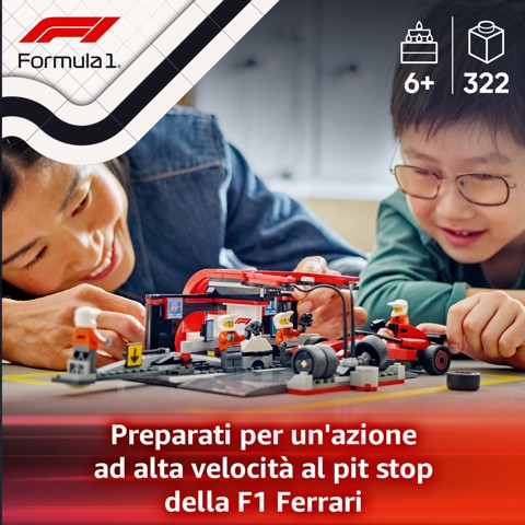 LEGO City 60443 Pit Stop e Meccanici con Monoposto Ferrari F1
