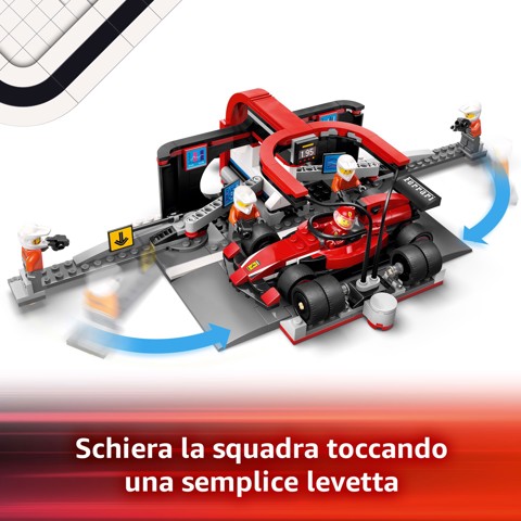 LEGO City 60443 Pit Stop e Meccanici con Monoposto Ferrari F1