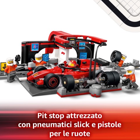 LEGO City 60443 Pit Stop e Meccanici con Monoposto Ferrari F1