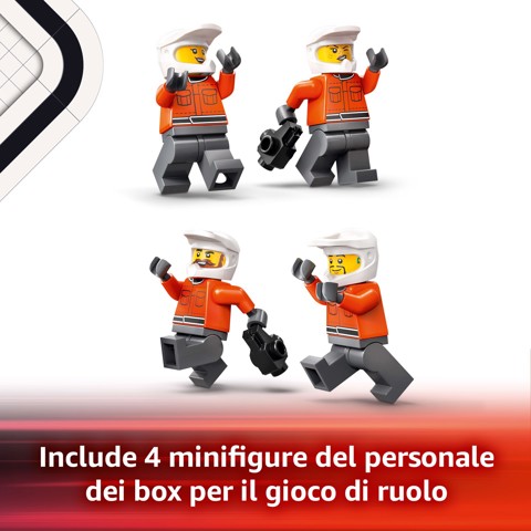LEGO City 60443 Pit Stop e Meccanici con Monoposto Ferrari F1