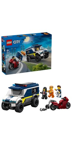LEGO City 60479 Cellulare della Polizia Giocattolo, con Camion e Moto