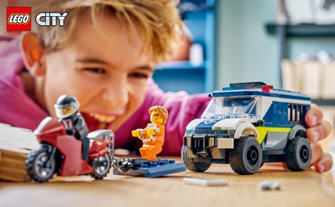 LEGO City 60479 Cellulare della Polizia Giocattolo, con Camion e Moto