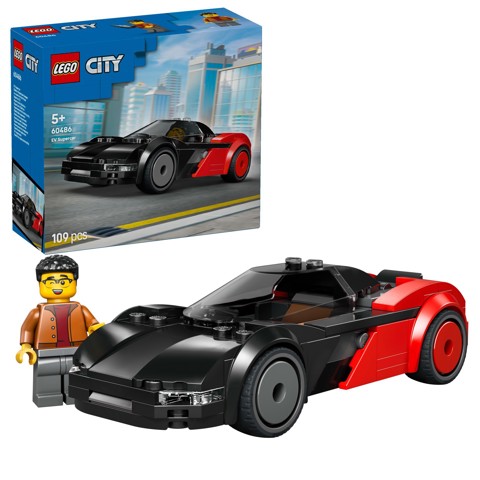 LEGO City 60486 Supercar EV, Macchina Giocattolo con Minifigure