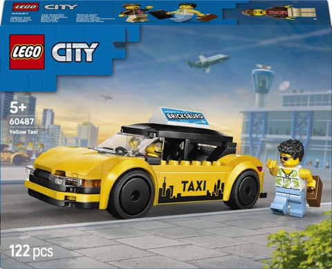 LEGO City 60487 Taxi Giallo, Macchina Giocattolo con 2 Minifigure e Tetto Rimovibile