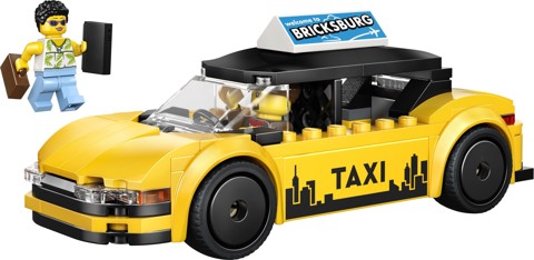 LEGO City 60487 Taxi Giallo, Macchina Giocattolo con 2 Minifigure e Tetto Rimovibile