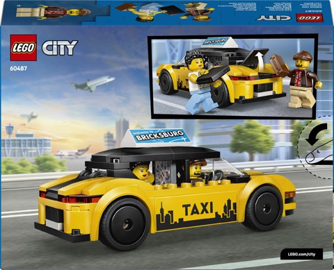LEGO City 60487 Taxi Giallo, Macchina Giocattolo con 2 Minifigure e Tetto Rimovibile