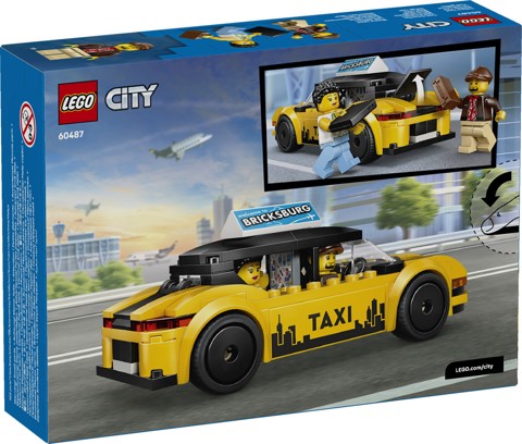 LEGO City 60487 Taxi Giallo, Macchina Giocattolo con 2 Minifigure e Tetto Rimovibile