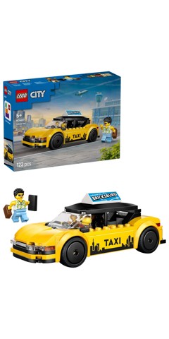 LEGO City 60487 Taxi Giallo, Macchina Giocattolo con 2 Minifigure e Tetto Rimovibile