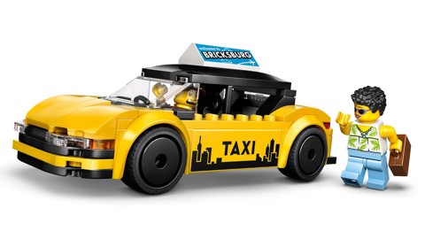 LEGO City 60487 Taxi Giallo, Macchina Giocattolo con 2 Minifigure e Tetto Rimovibile