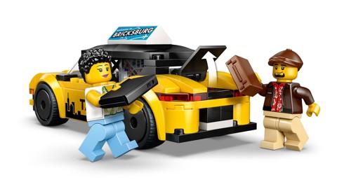 LEGO City 60487 Taxi Giallo, Macchina Giocattolo con 2 Minifigure e Tetto Rimovibile