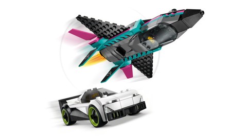 LEGO City 60489 Jet Contro Auto Sportiva Giocattolo, Aereo, Macchina e 2 Minifigure di Piloti, Idea Regalo per Bambini 6+