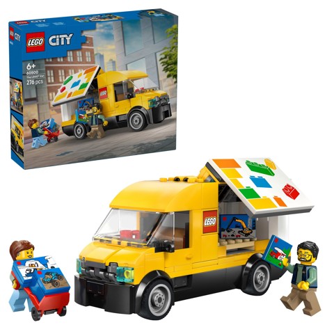 LEGO City 60500 Furgone Giocattolo, Camion per Consegne con 2 Minifigure, Carrello e Accessori