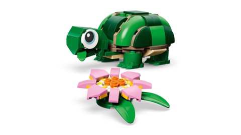 LEGO Creator 31377 3in1 Tartaruga con Fiore di Ninfea, Animale Giocattolo Trasformabile in Camaleonte o Rana