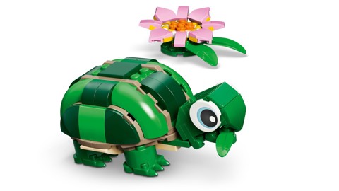 LEGO Creator 31377 3in1 Tartaruga con Fiore di Ninfea, Animale Giocattolo Trasformabile in Camaleonte o Rana