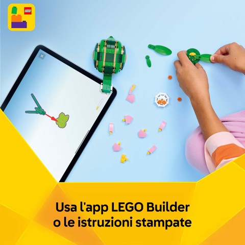 LEGO Creator 31377 3in1 Tartaruga con Fiore di Ninfea, Animale Giocattolo Trasformabile in Camaleonte o Rana